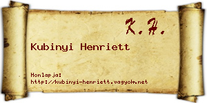 Kubinyi Henriett névjegykártya